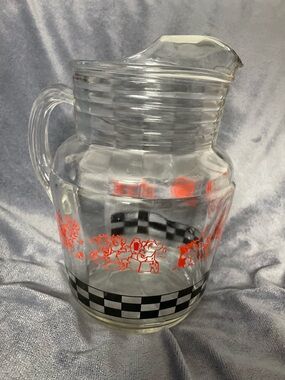 Vintage Black and Red Checkered Cow Pitcher